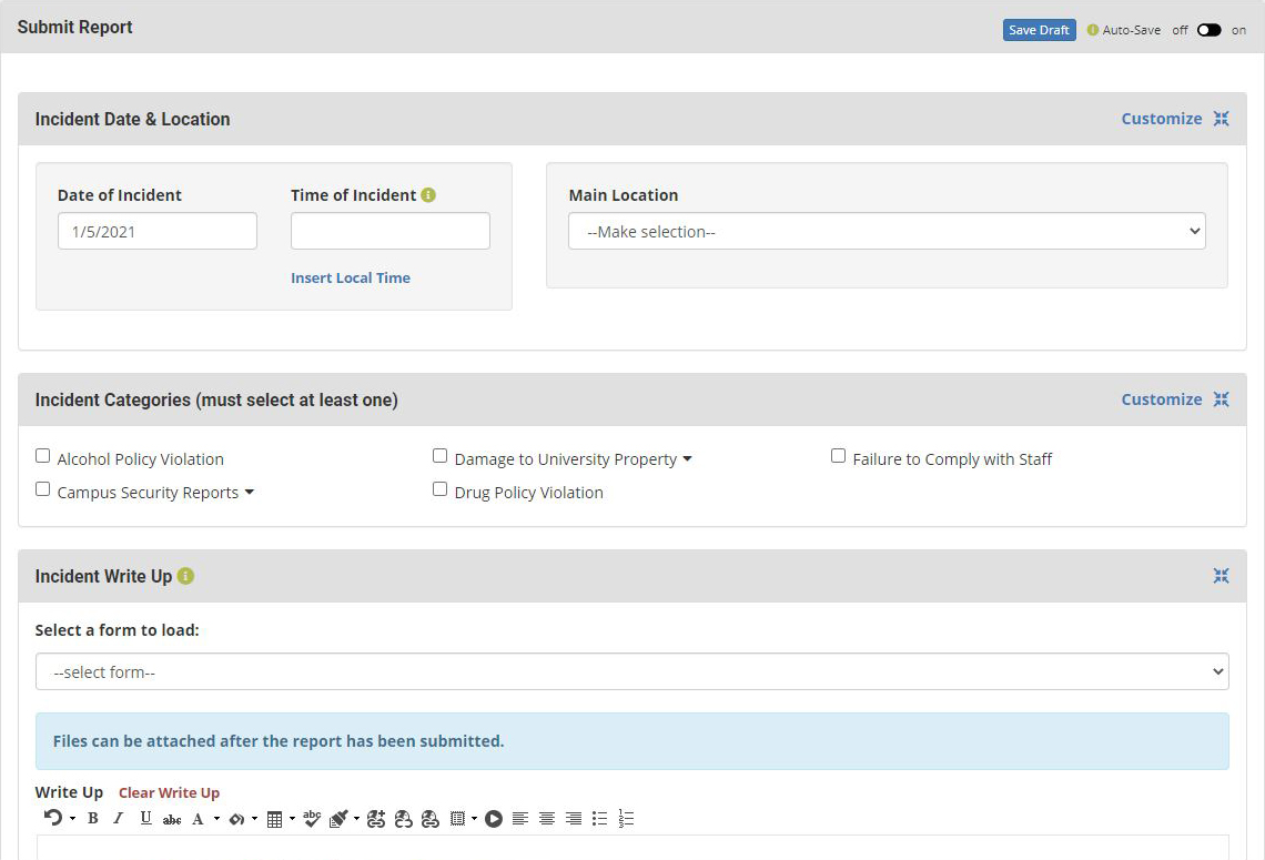 screenshot of Incident Tracker